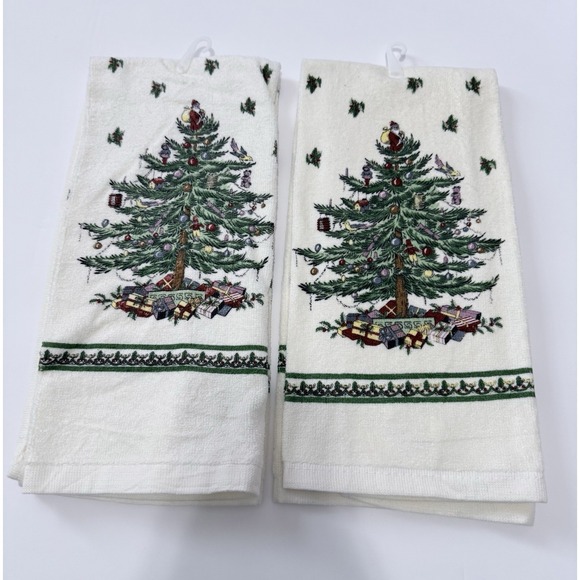 Spode Christmas Tree Kitchen Towels Set Of 4 NWT - Picture 8 of 8